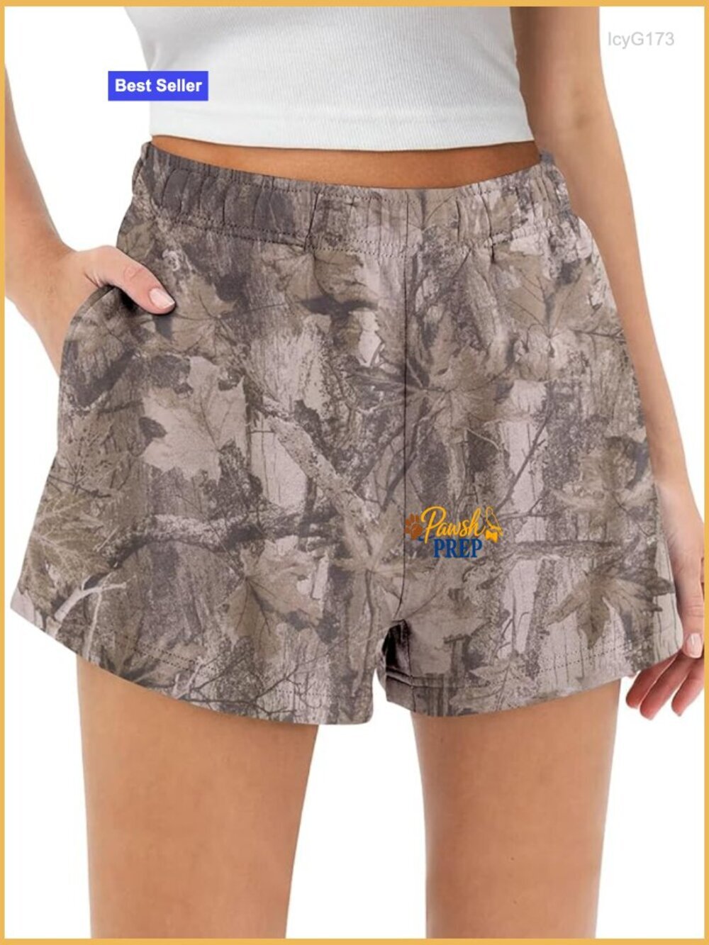 High Waisted Camo Sweat Shorts with Pockets Athletic Lounge